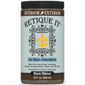 Retique It Gel Stain in Black Walnut, a smooth, dark wood stain applied to a surface for a rich, natural finish.
