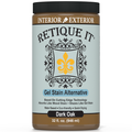 Retique It Gel Stain in Dark Oak showing a smooth, dark wood finish on a surface with a natural grain texture.