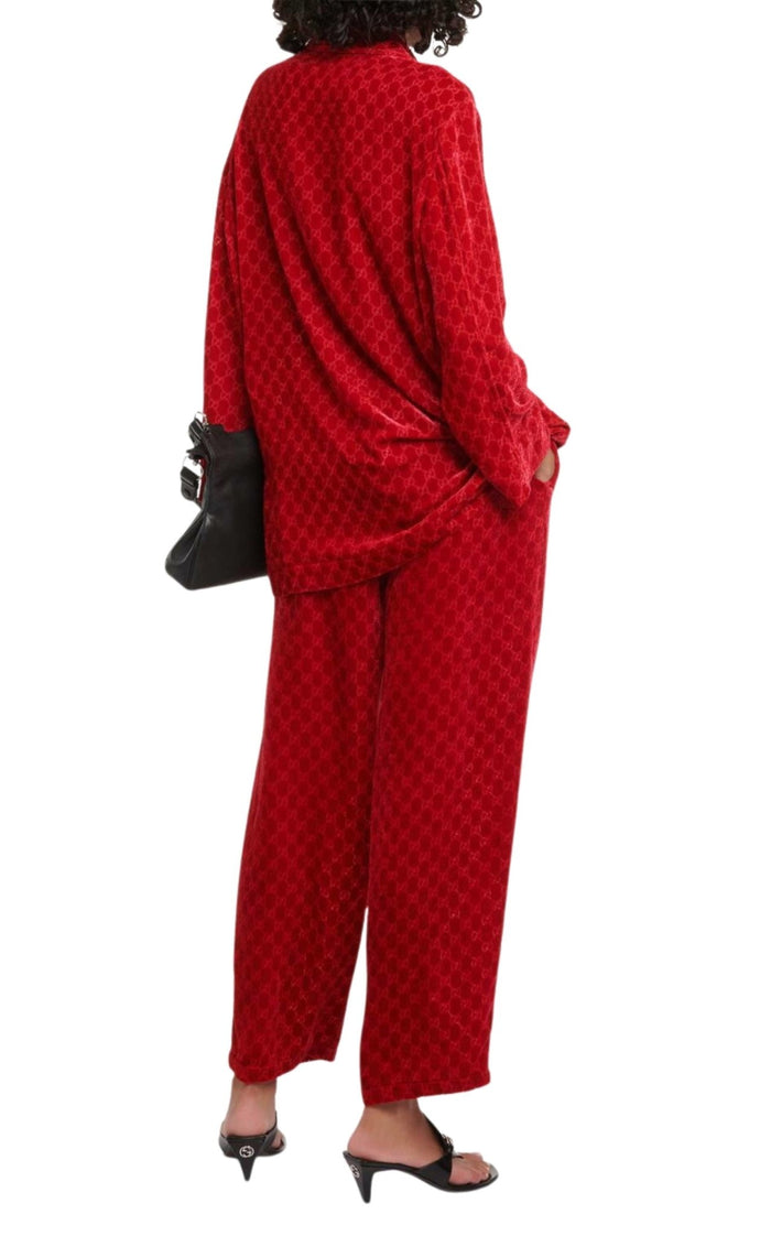 Gucci GG Velvet Devoré Wide - Leg Pants - Runway Catalog
