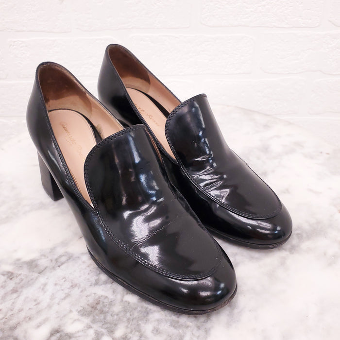 GIANVITO ROSSI BLACK PATENT MULES - SIZE 38.5