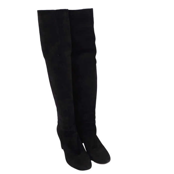 GIANVITTO ROSSI BLACK SUEDE KNEE HIGH BOOTS - SIZE 37.5