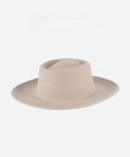 An ivory colored gambler hat on a plain background #color_ivory