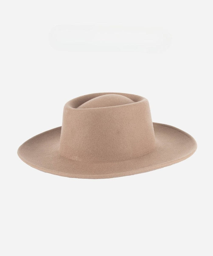 A taupe colored gamble hat on a plain background #color_taupe