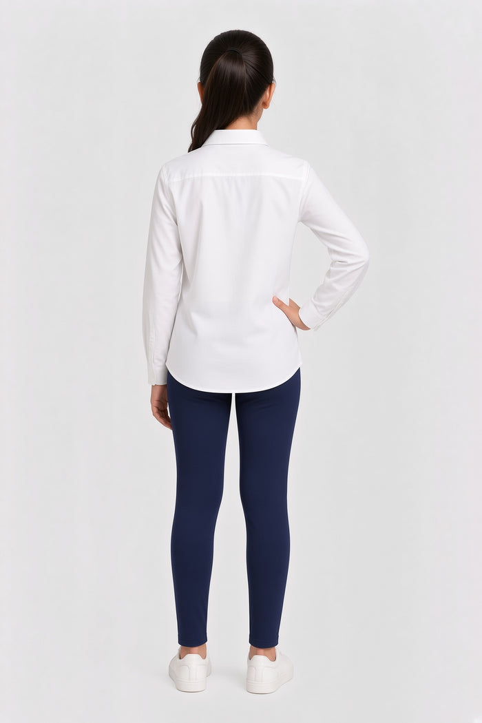 Girls Classic Navy Blue Rib 1×1 Leggings - Hinz Clothing
