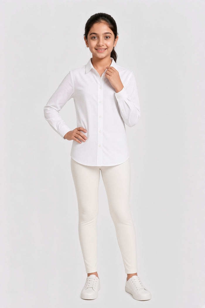 Girls Classic Off White Rib 2×1 Leggings