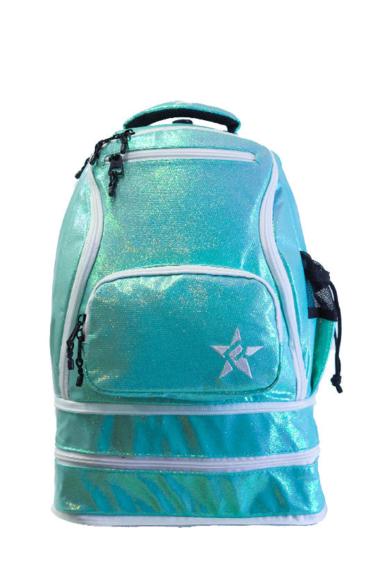 Glossy in Pastel Aqua Rebel Baby Dream Bag with White Zipper