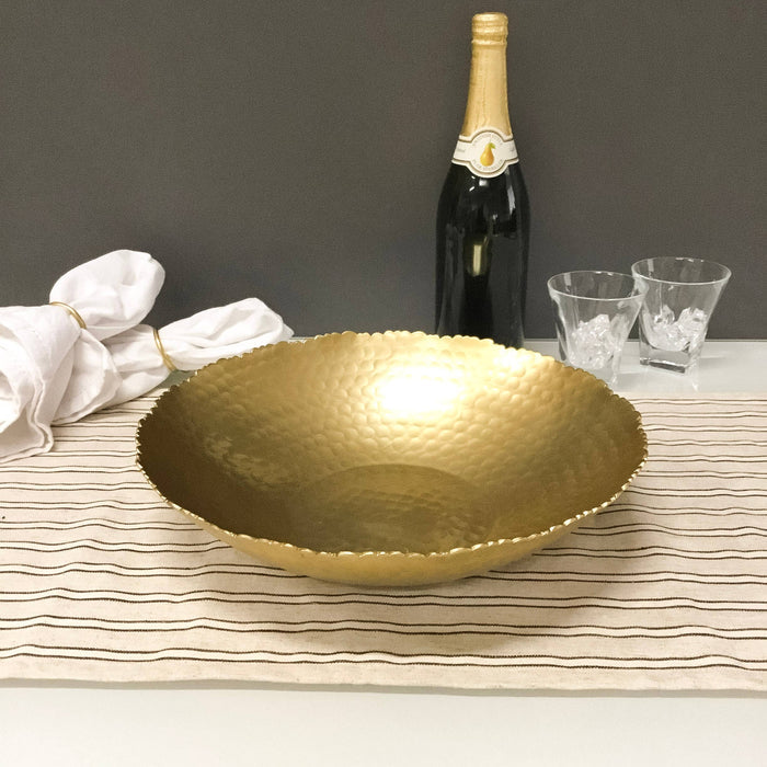 Gold Hammered Round Bowl with Torn Edges