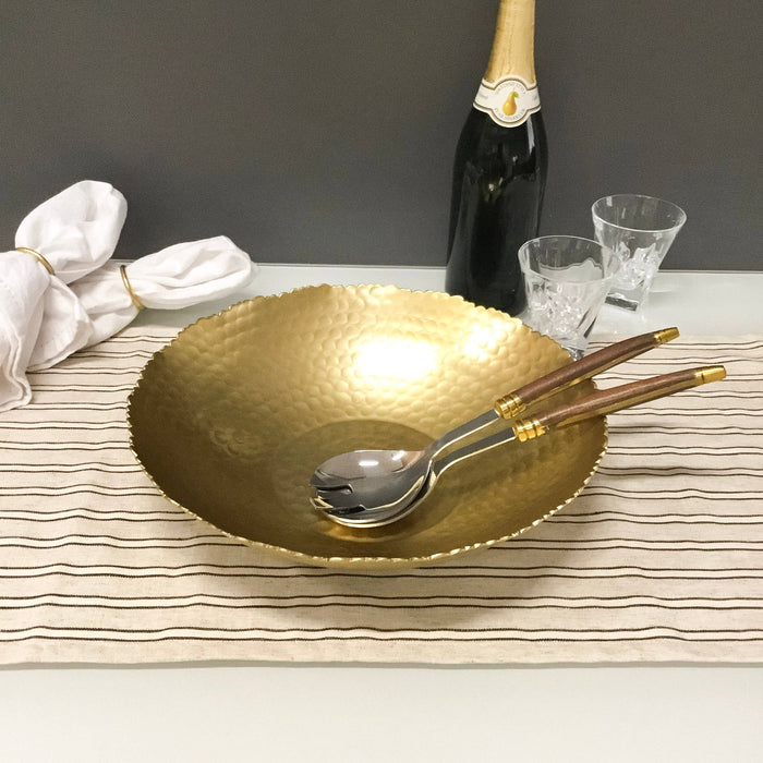 Gold Hammered Round Bowl with Torn Edges