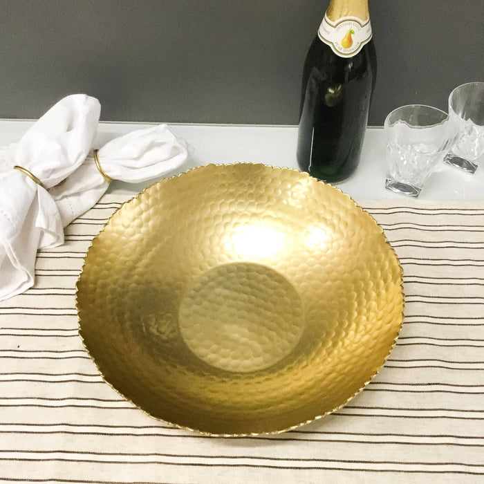 Gold Hammered Round Bowl with Torn Edges