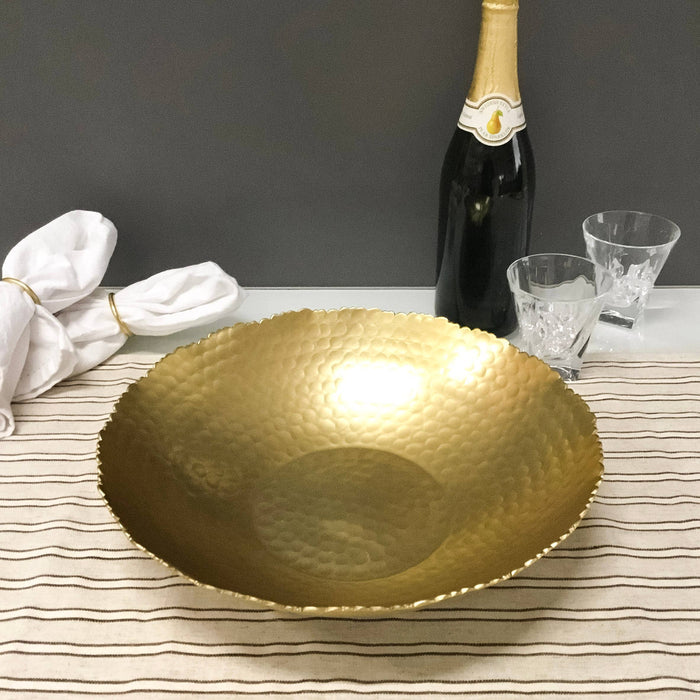 Gold Hammered Round Bowl with Torn Edges