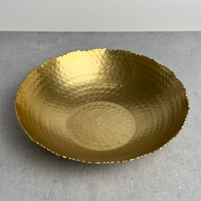 Gold Hammered Round Bowl with Torn Edges
