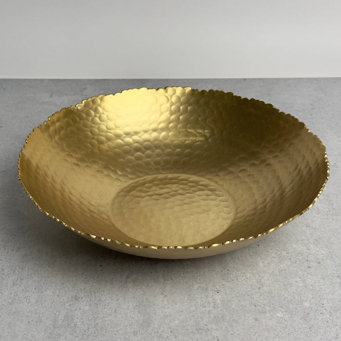 Gold Hammered Round Bowl with Torn Edges