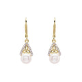 Gold Vermeil Drop Pearl Celtic Trinity Knot Earrings