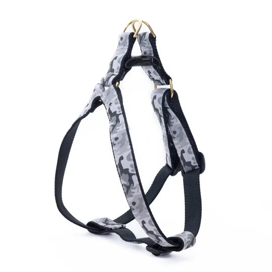 Gray Camo Dog Harness (Optional Leash)