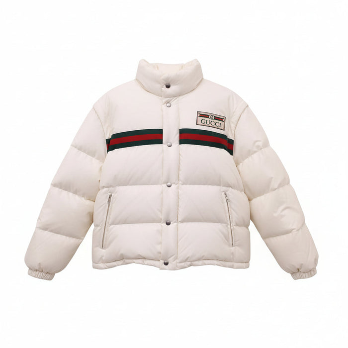 GUCCI CREAM PUFFER JACKET WITH LOGO AND REMOVABLE SLEEVES - SIZE 38