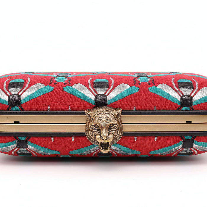 GUCCI EMBROIDERED BEE CLUTCH WITH SEQUIN DETAILS