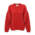 GUCCI OVERSIZED RED CABLEKNIT SWEATER WITH ZIPPER DETAIL AND LOGO - SIZE XS