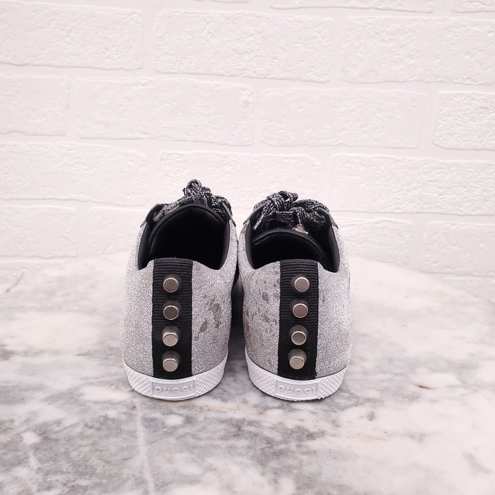 GUCCI SILVER SPIKE SNEAKERS - SIZE 35.5
