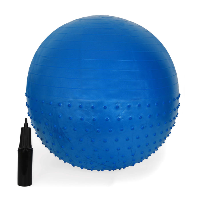 HALF MASSAGE GYM BALL WITH FOOT PUMP QJ-BALL007 65CM-BLUE