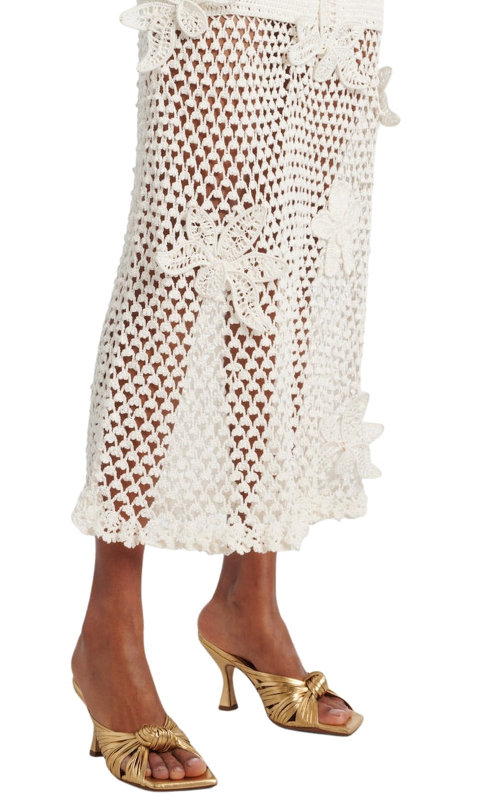 Oscar de la Renta halter orchid crochet knit cotton dress
