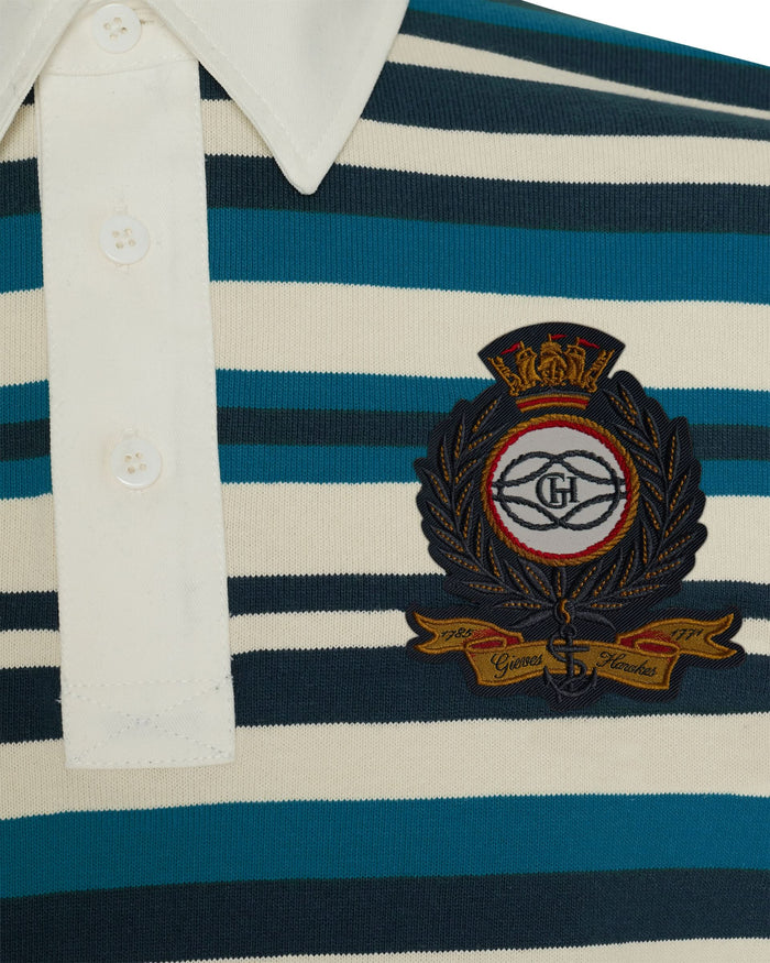 Hayes Cotton Rugby Stripe Polo Shirt Navy