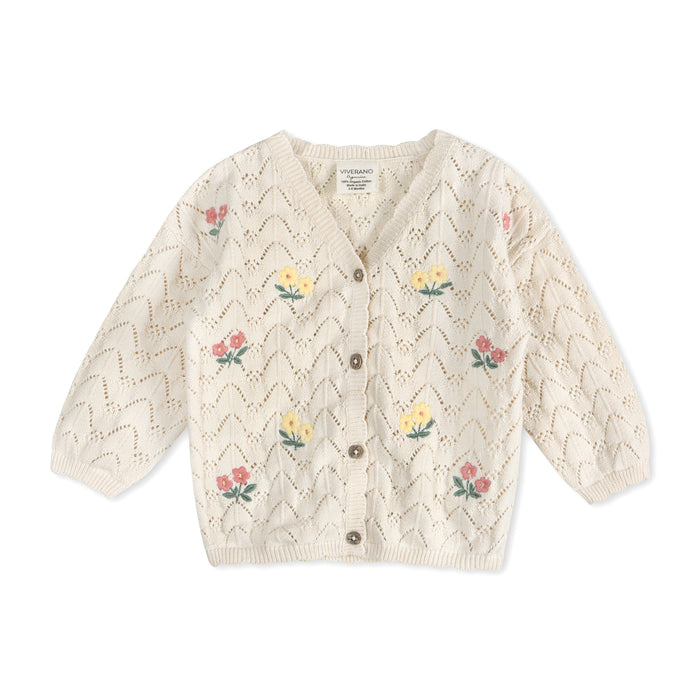Hazel Floral Textured Baby Knit Cardigan (Organic Cotton)