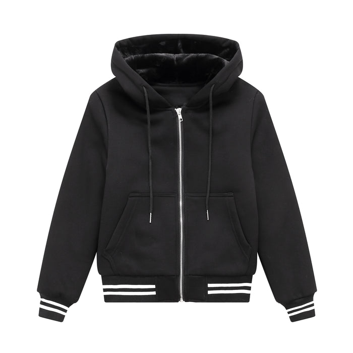 Heavy Fur Lined Sweatshirt- Striped Band