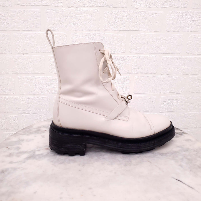 HERMÈS FUNK ANKLE BOOTS WITH SILVER BUCKLE DETAIL - SIZE 37.5