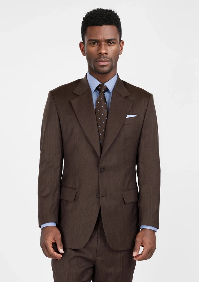 Hickory Brown Herringbone Ellis Suit - SARTORO
