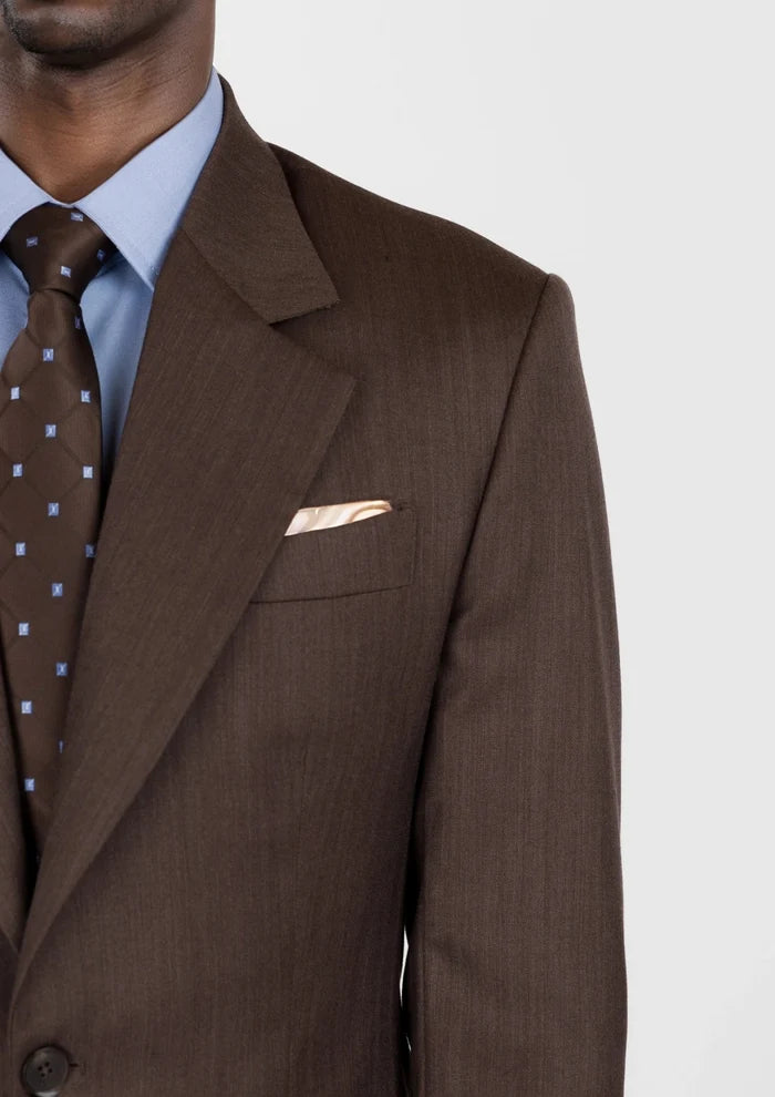 Hickory Brown Herringbone Ellis Suit - SARTORO