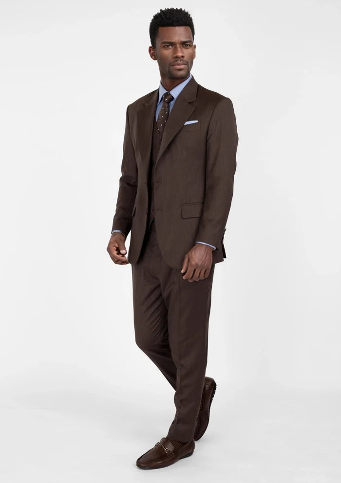 Hickory Brown Herringbone Ellis Suit - SARTORO