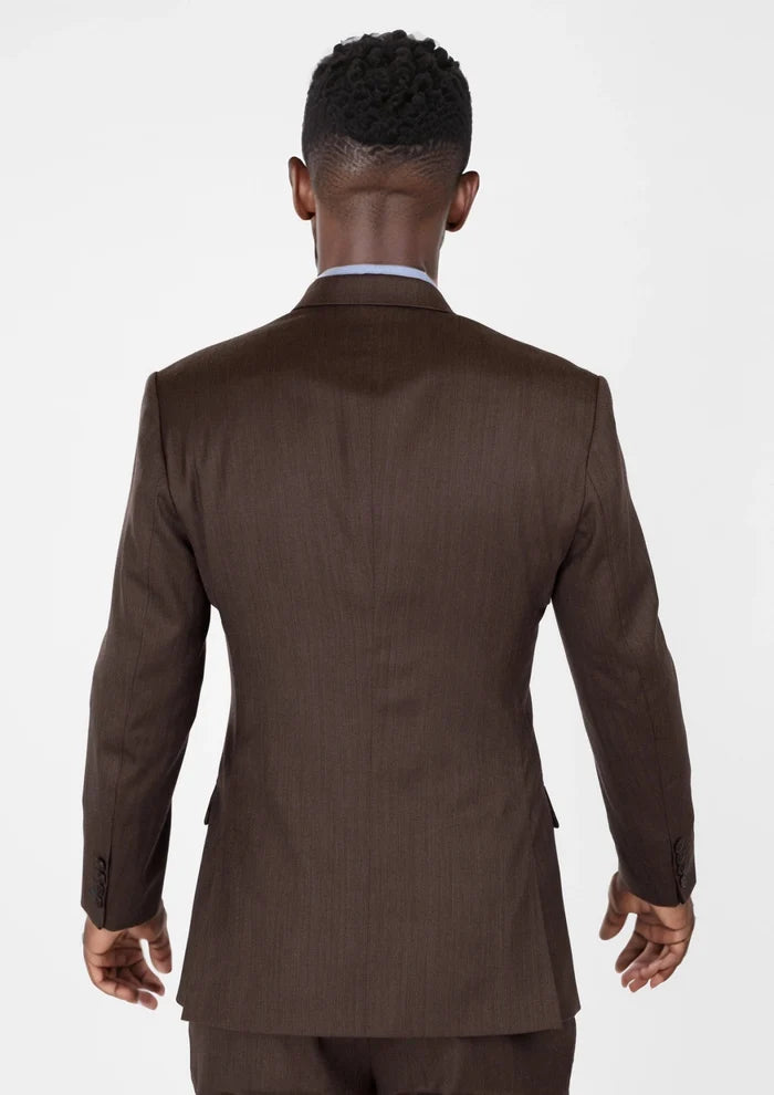Hickory Brown Herringbone Ellis Suit - SARTORO