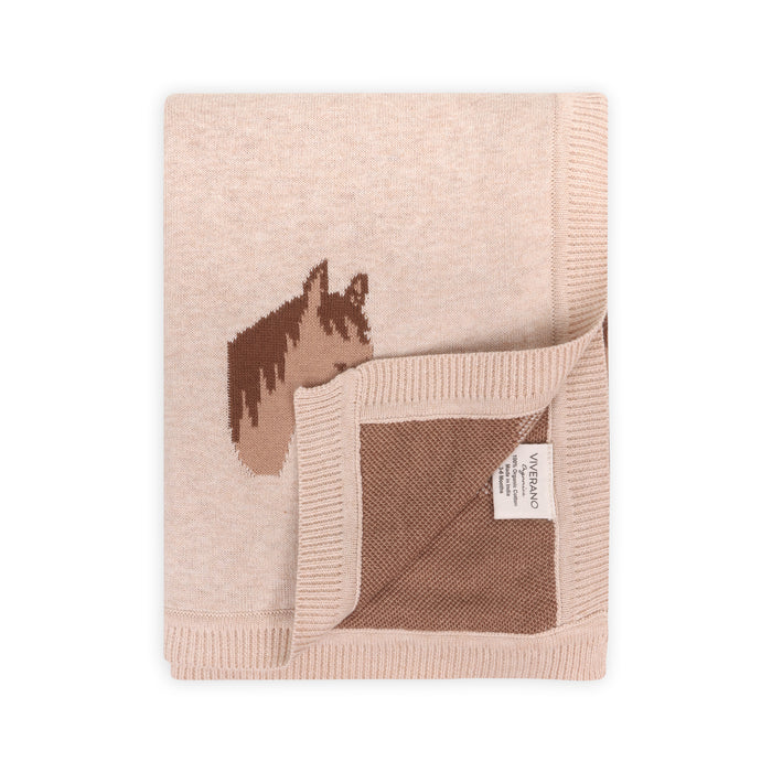 Horse Dreams - Organic Cotton Jacquard Knit Baby Blanket