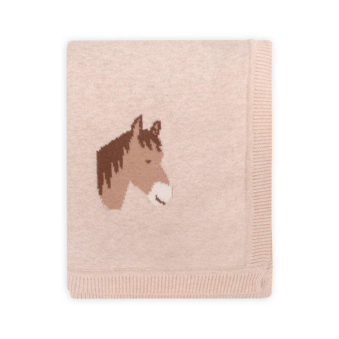 Horse Dreams - Organic Cotton Jacquard Knit Baby Blanket