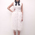 HUISHAN ZHANG WYATT EMBELLISHED TWEED MIDI DRESS IVORY - SIZE 0