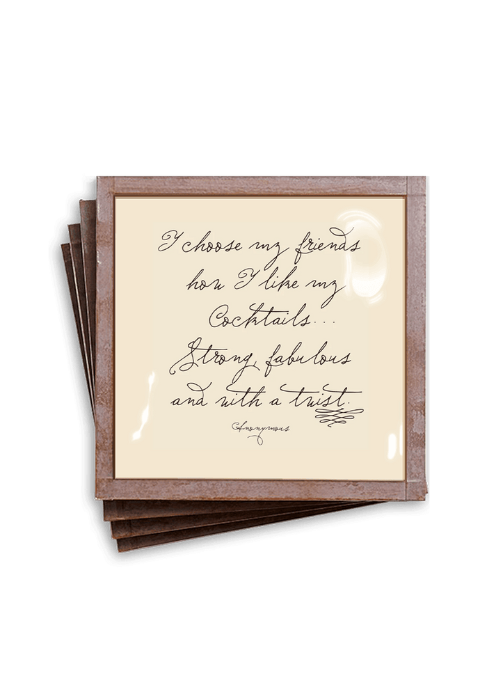 I Choose My Friends Copper & Glass Coasters, Set of 4 - Ben's Garden