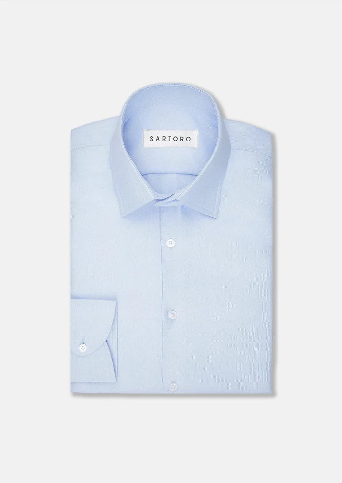 Light Blue Basket Weave Shirt - SARTORO