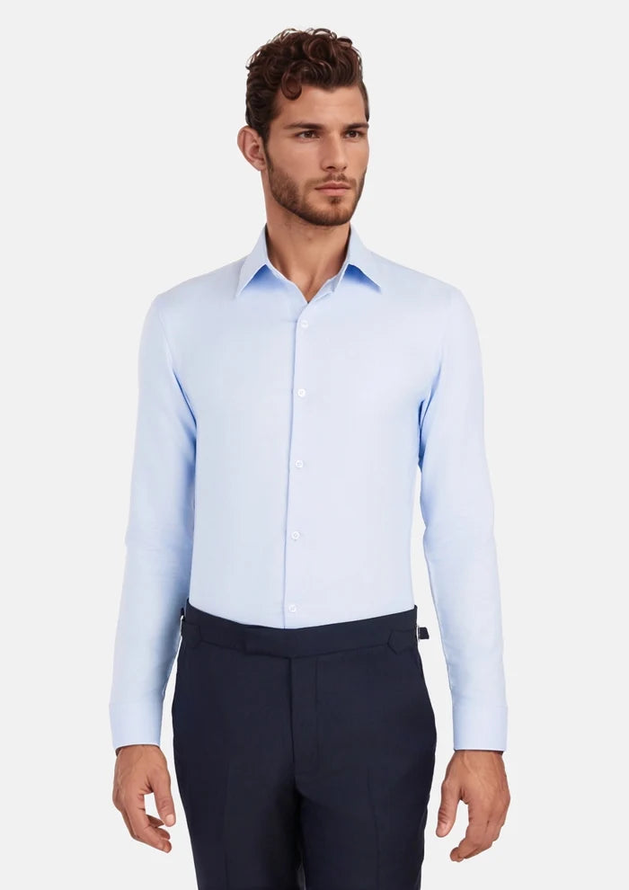 Light Blue Basket Weave Shirt - SARTORO