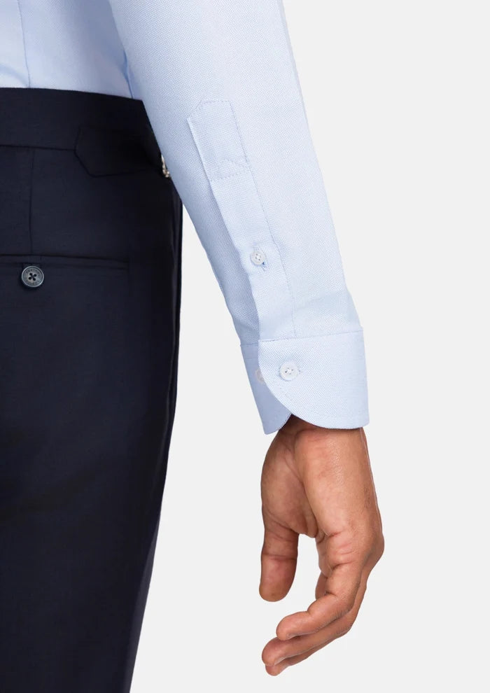 Light Blue Basket Weave Shirt - SARTORO