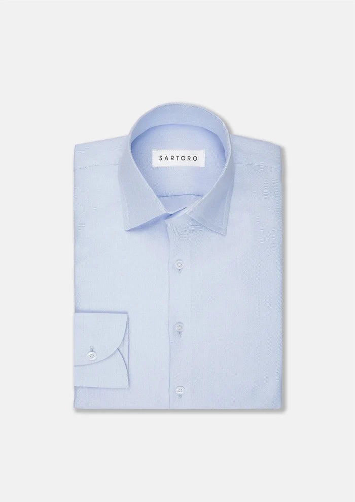 Sky Blue Herring Bone Shirt - SARTORO