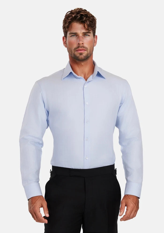 Sky Blue Herring Bone Shirt - SARTORO