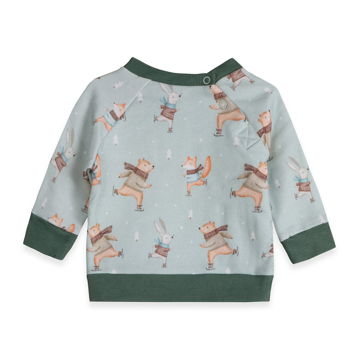 Ice Skaters Bear Baby Sweatshirt & Pants Set (Organic Cotton Fleece)