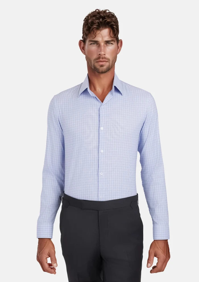 Micro Check Light Blue Shirt - SARTORO