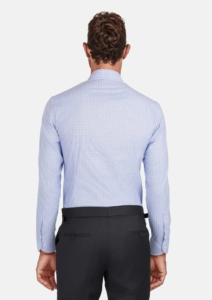 Micro Check Light Blue Shirt - SARTORO