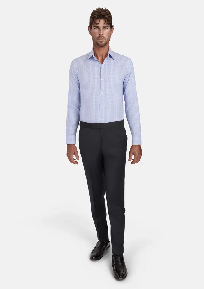 Micro Check Light Blue Shirt - SARTORO