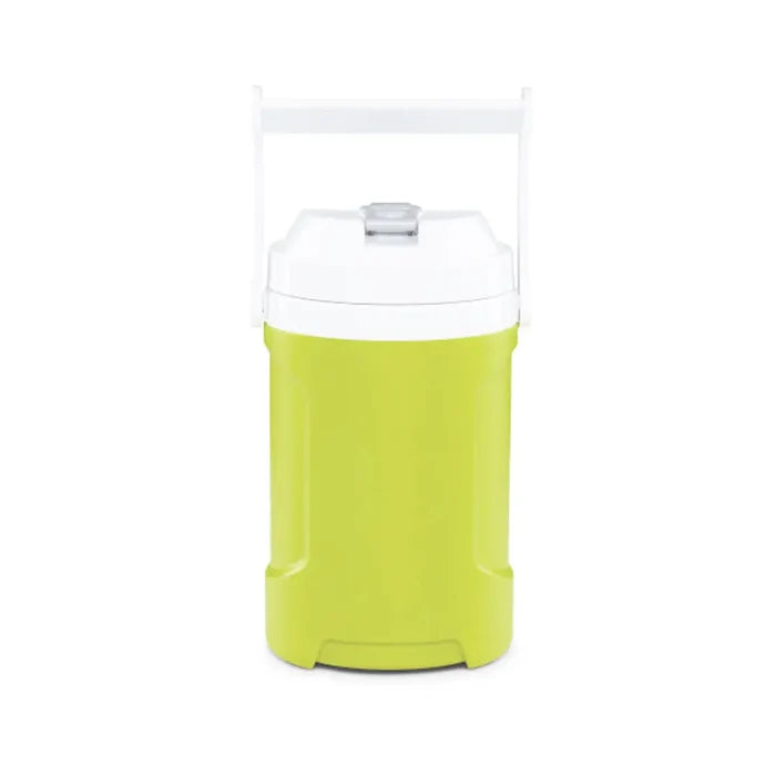 Rear image of an Igloo Latitude insulated drinks cooler in lime cooler in 1900ml capacity with the handle up