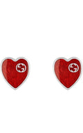Gucci interlocking G heart stud earrings in sterling silver