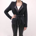 IRO KNIT JACKET WITH LEATHER BELT DETAIL - SIZE 40