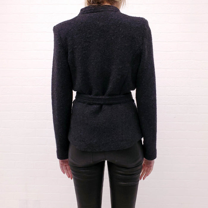 IRO KNIT JACKET WITH LEATHER BELT DETAIL - SIZE 40