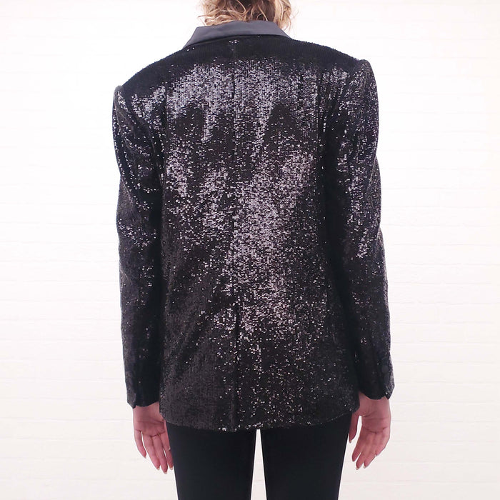 IRO OVERSIZED SEQUIN TUXEDO JACKET - SIZE 34